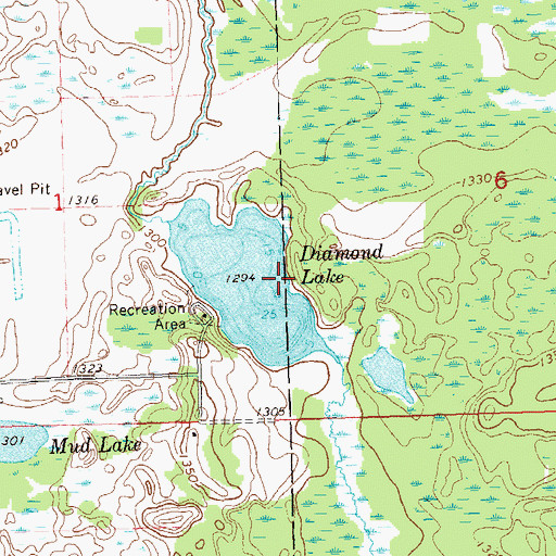 Topographic Map of Diamond Lake State Natural Area, WI