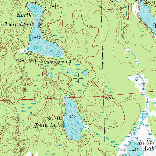 Topographic Map of Twin Lakes Bog State Natural Area, WI
