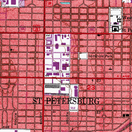 Topographic Map of Saint Petersburg Post Office, FL