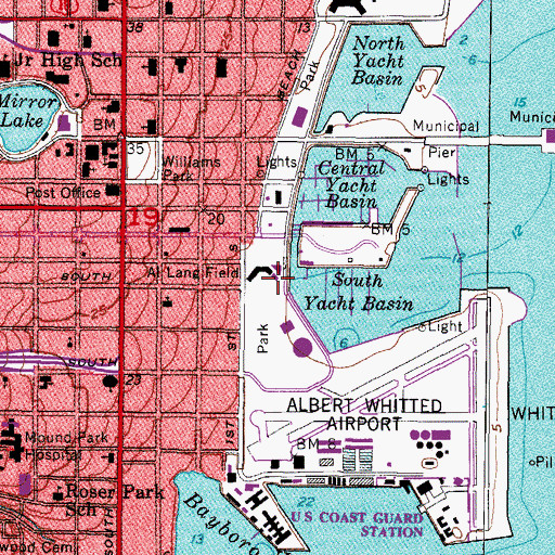 Topographic Map of Al Lang Stadium, FL