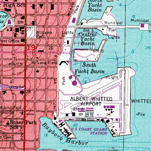 Topographic Map of Mahaffey Theater, FL