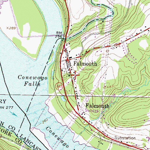 Topographic Map of Falmouth United Methodist Church, PA