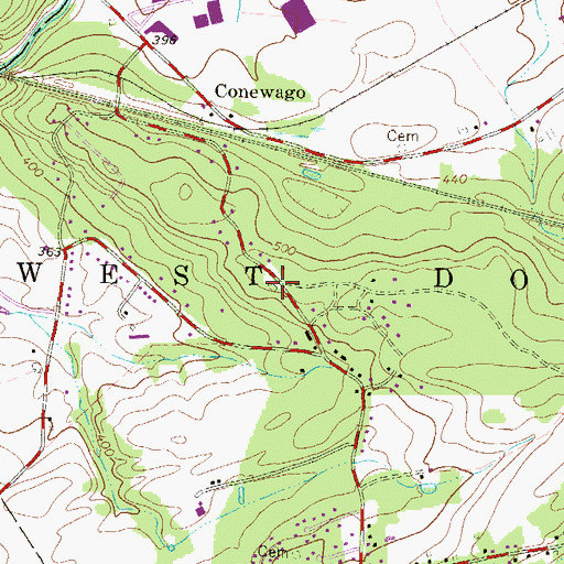 Topographic Map of Cedar Hill Community Church, PA