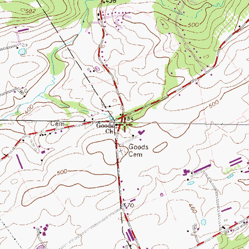 Topographic Map of Goods Mennonite Church, PA