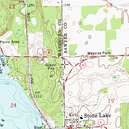 Topographic Map of Stone Lake Volunteer Fire Department, WI