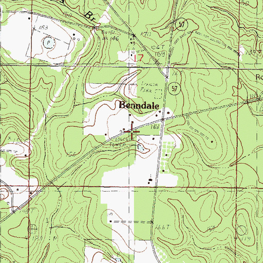 Topographic Map of Benndale Volunteer Fire Department, MS