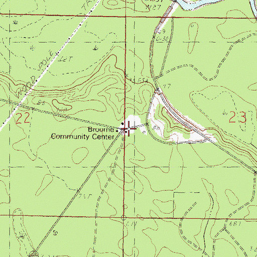 Topographic Map of Broome Volunteer Fire Department, MS