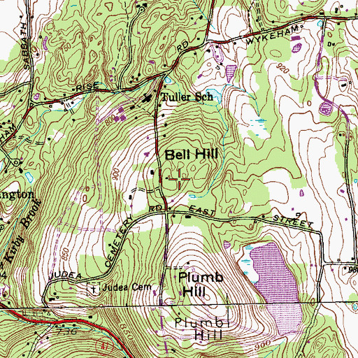 Topographic Map of Bell Hill, CT