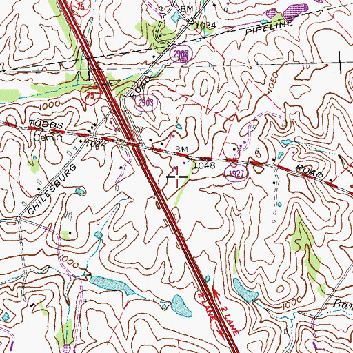Topographic Map of Crossroads Christian Church, KY