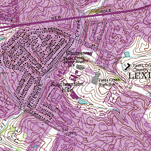 Topographic Map of Tates Creek Elementary School, KY