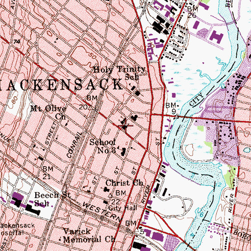 Topographic Map of First Presbyterian Church, NJ