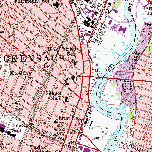 Topographic Map of Second Reformed Church, NJ