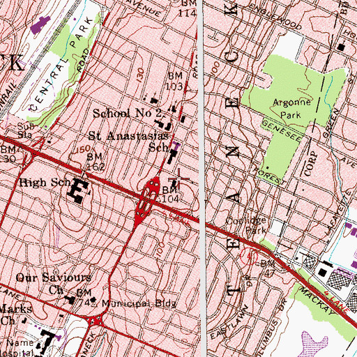 Topographic Map of Saint Anastasia's Roman Catholic Church, NJ