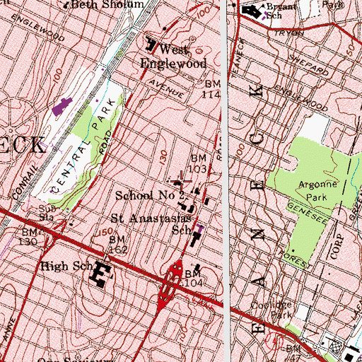 Topographic Map of Saint Paul's Lutheran Church, NJ