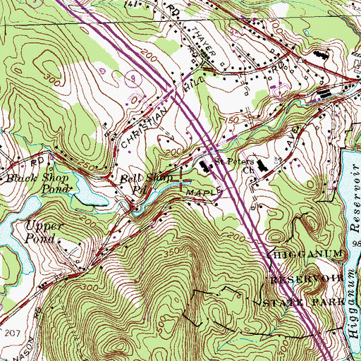 Topographic Map of Bell Shop Pond, CT
