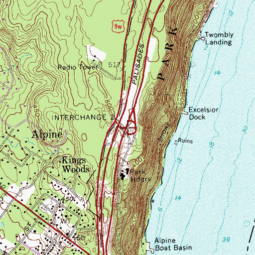 Topographic Map of Interchange 2, NJ