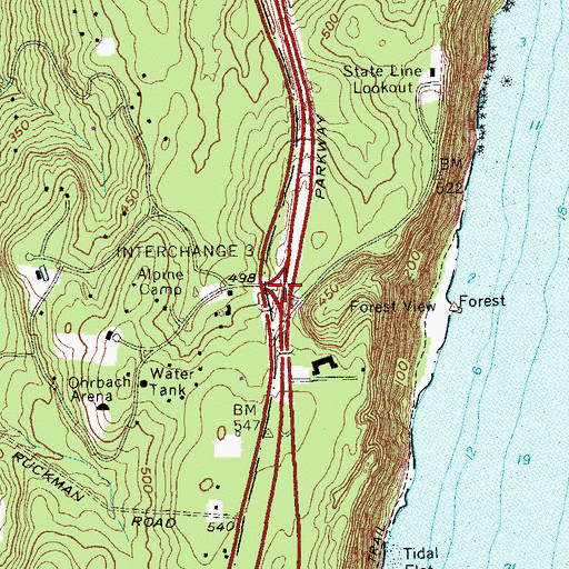 Topographic Map of Interchange 3, NJ