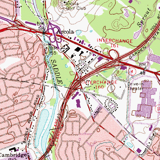 Topographic Map of Interchange 160, NJ
