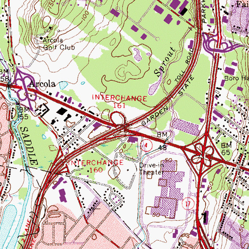 Topographic Map of Interchange 161, NJ