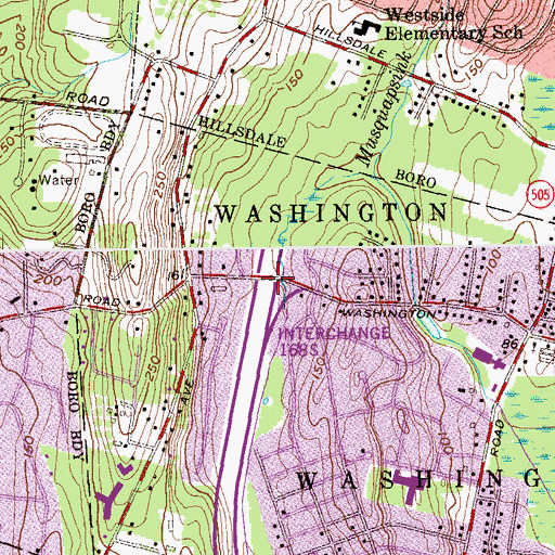 Topographic Map of Interchange 168, NJ