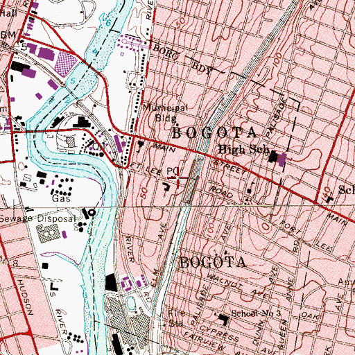 Topographic Map of Bogota Post Office, NJ