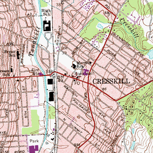 Topographic Map of Cresskill Post Office, NJ