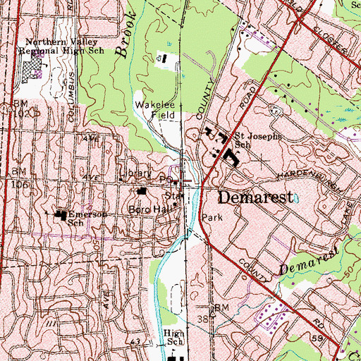 Topographic Map of Demarest Post Office, NJ