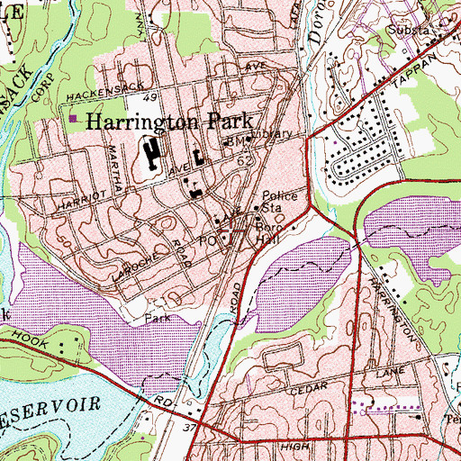 Topographic Map of Harrington Park Post Office, NJ