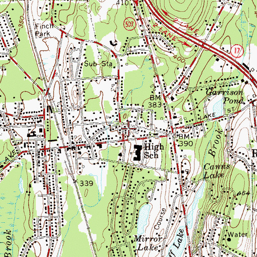 Topographic Map of Ramsey Post Office, NJ