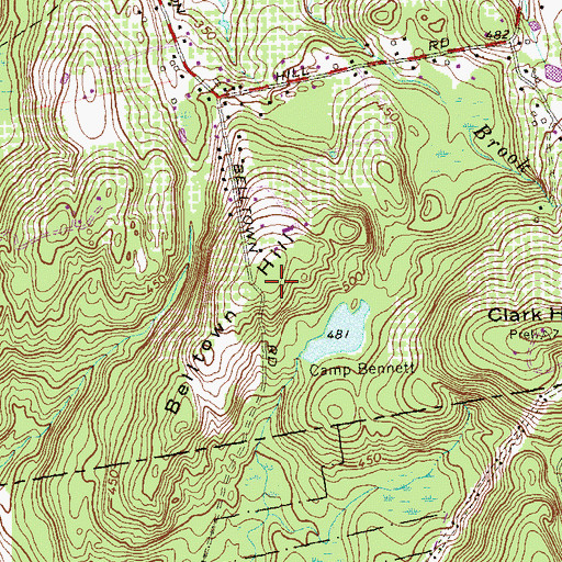 Topographic Map of Belltown Hill, CT