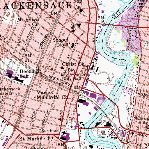 Topographic Map of Bergen Museum of Art and Science, NJ