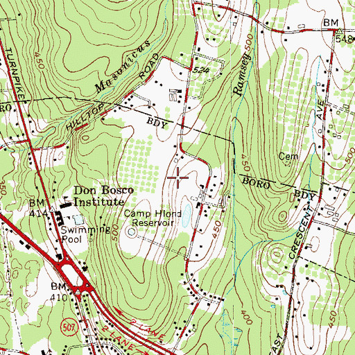 Topographic Map of Ramsey Industrial Park, NJ