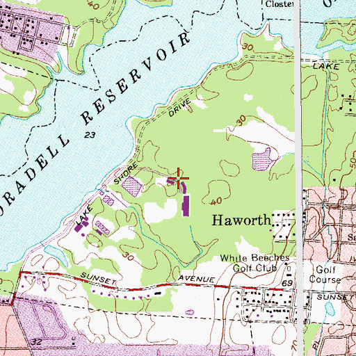 Topographic Map of Haworth Country Club, NJ
