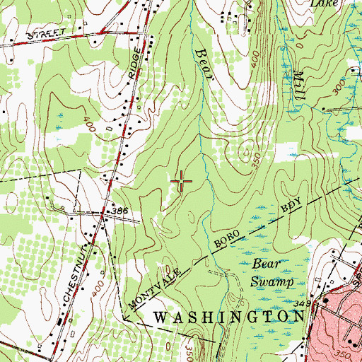 Topographic Map of Montvale Service Area, NJ