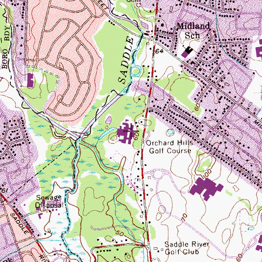 Topographic Map of Paramus Catholic High School, NJ