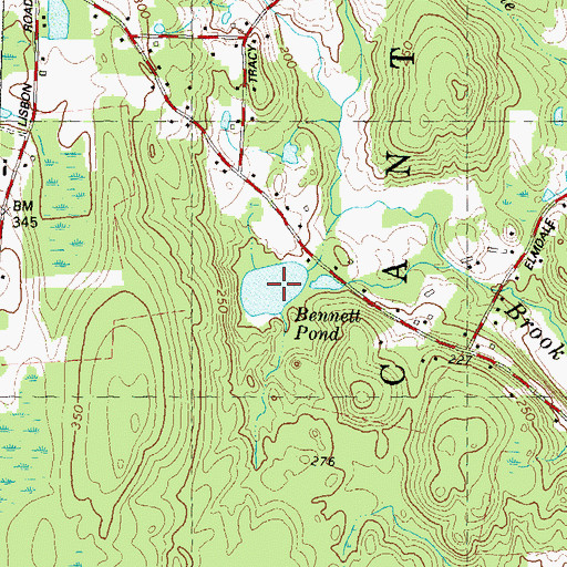 Topographic Map of Bennett Pond, CT