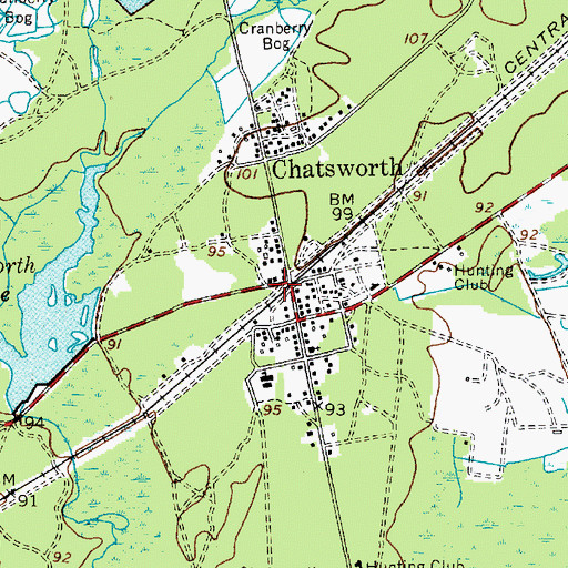 Topographic Map of Chatsworth Volunteer Fire Company 1, NJ