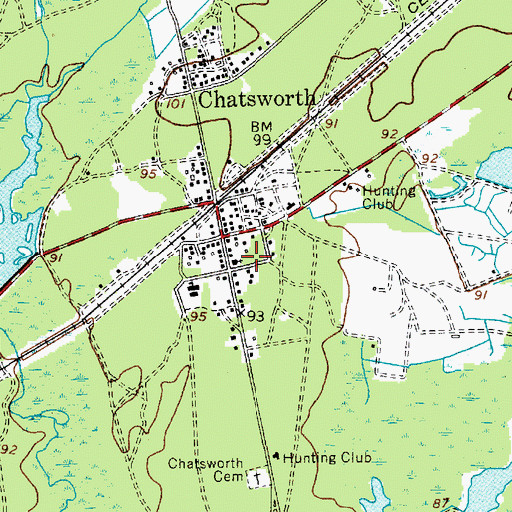 Topographic Map of Chatsworth Methodist Church, NJ