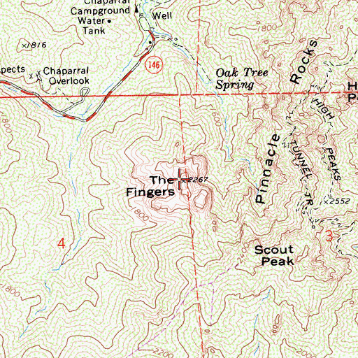 Topographic Map of Resurrection Wall, CA