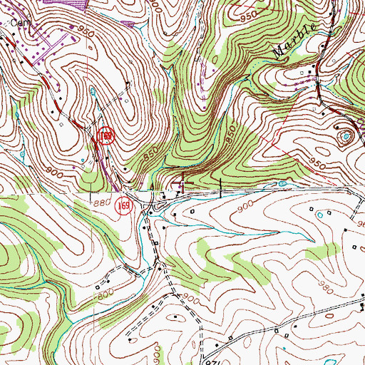 Topographic Map of Marble Creek Baptist Church, KY