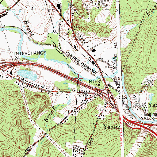 Topographic Map of Bentley Brook, CT
