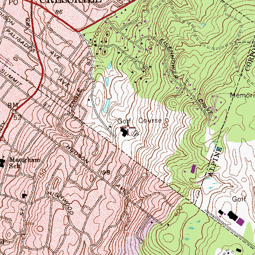 Topographic Map of Tamcrest Country Club, NJ