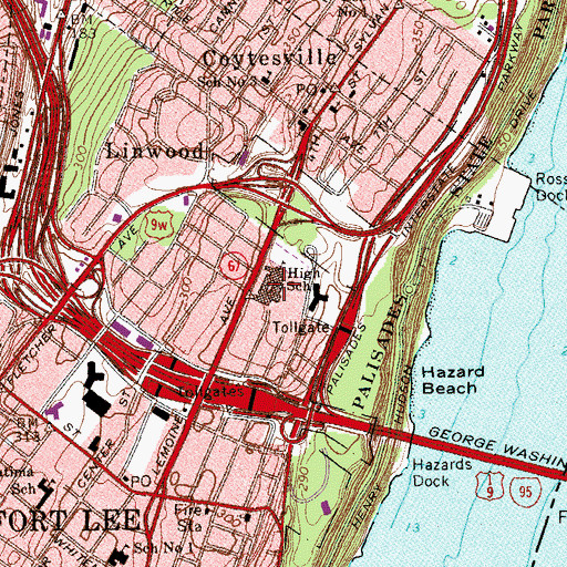 Topographic Map of Fort Lee High School, NJ
