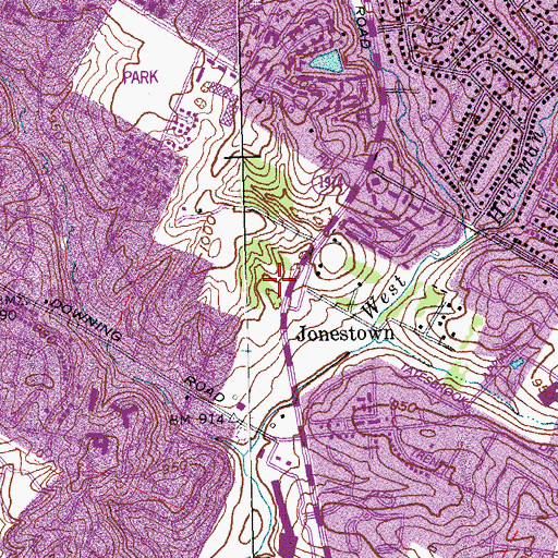 Topographic Map of Lexington Public Library-Tates Creek Branch, KY