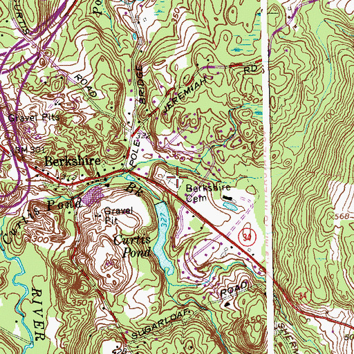 Topographic Map of Berkshire Cemetery, CT