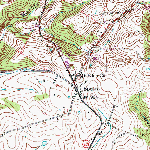Topographic Map of Mount Eden Christian Church, KY
