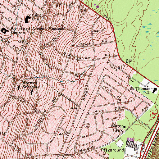 Topographic Map of Churchill Nature Preserve, NJ