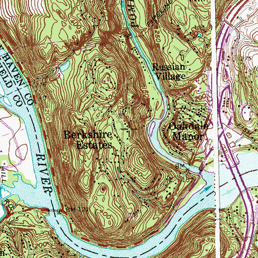 Topographic Map of Berkshire Estates, CT