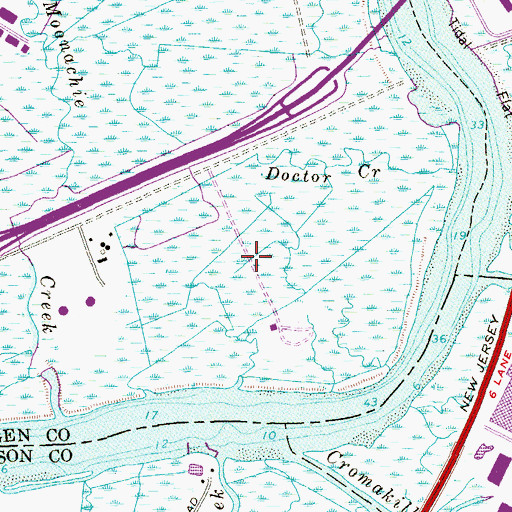 Topographic Map of Hackensack Meadowlands Conservation and Wildlife Area, NJ