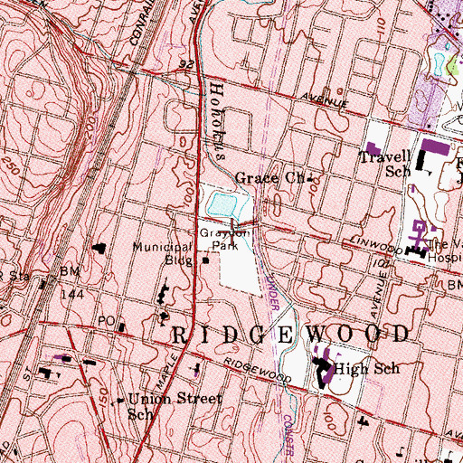 Topographic Map of Veterans Memorial Field, NJ